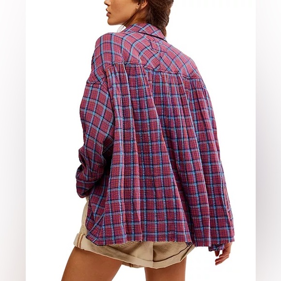 NWT Free People Cardiff Plaid Button Up Shirt - Picture 4 of 11
